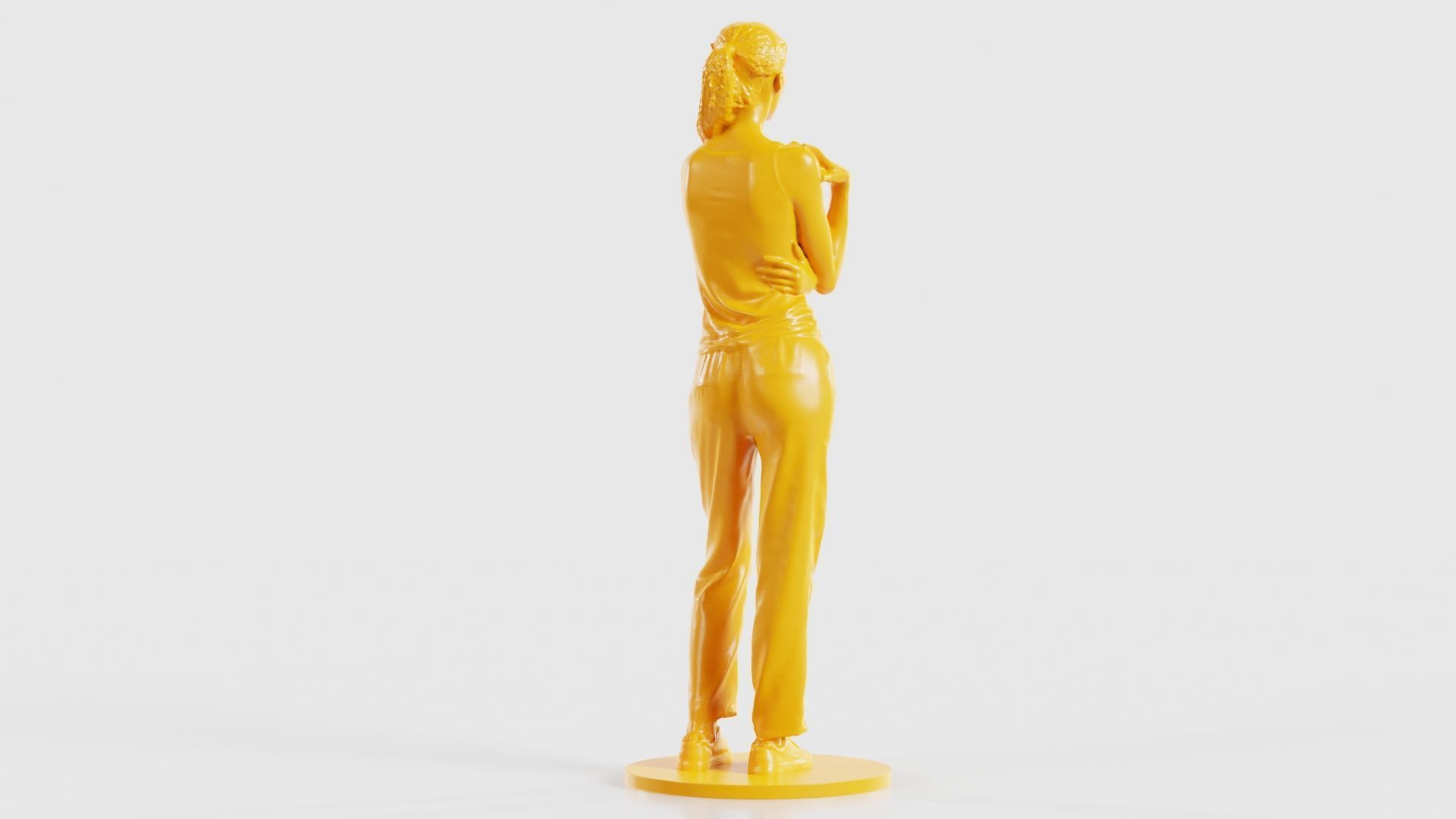 Ponytail Woman with Hand on Shoulder 3D print model_22
