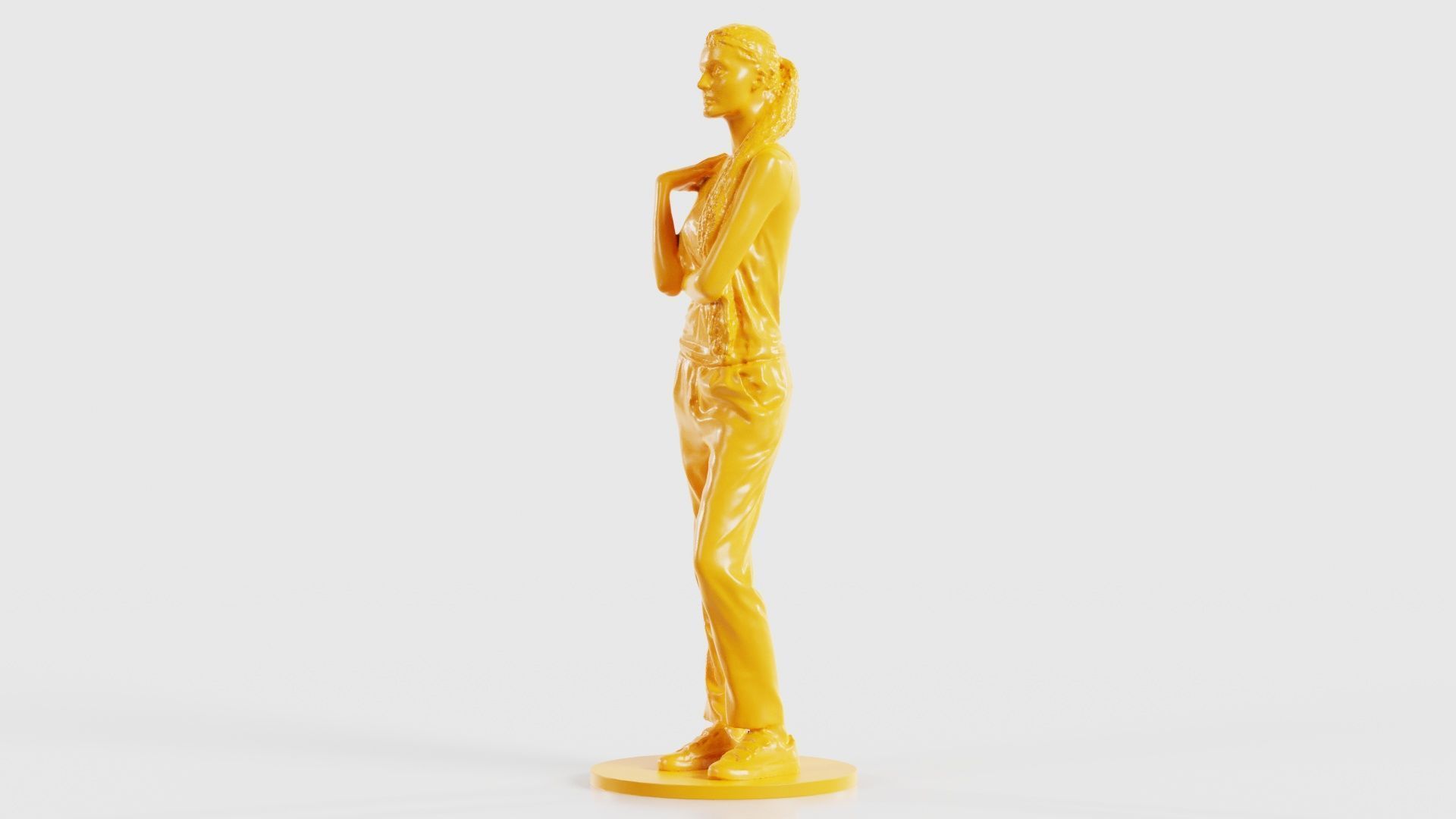 Ponytail Woman with Hand on Shoulder 3D print model_27