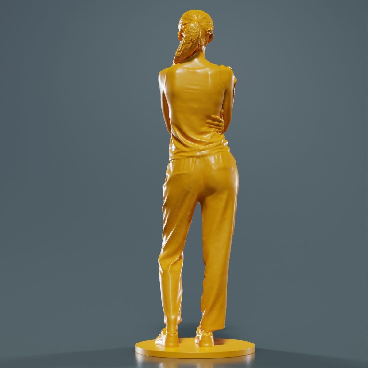 Ponytail Woman with Hand on Shoulder 3D print model_13