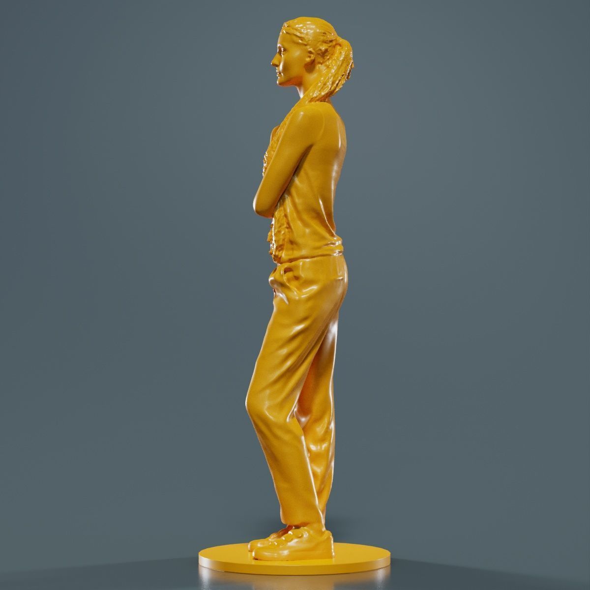 Ponytail Woman with Hand on Shoulder 3D print model_15