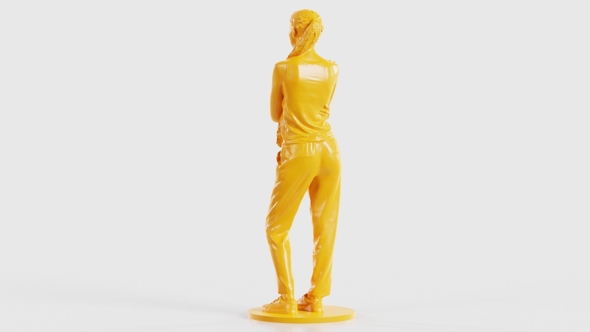Ponytail Woman with Hand on Shoulder 3D print model_24