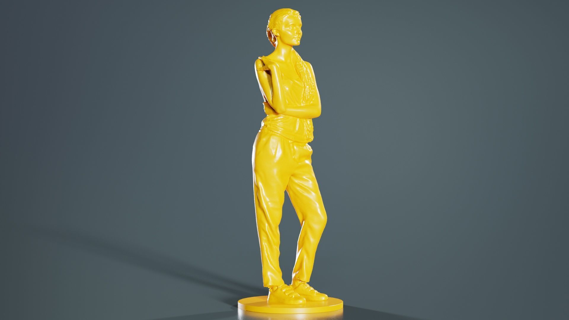 Ponytail Woman with Hand on Shoulder 3D print model_6