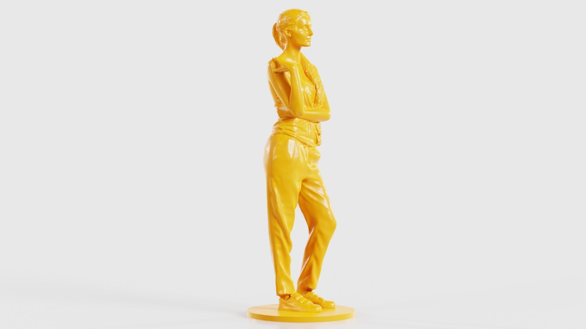 Ponytail Woman with Hand on Shoulder 3D print model_19