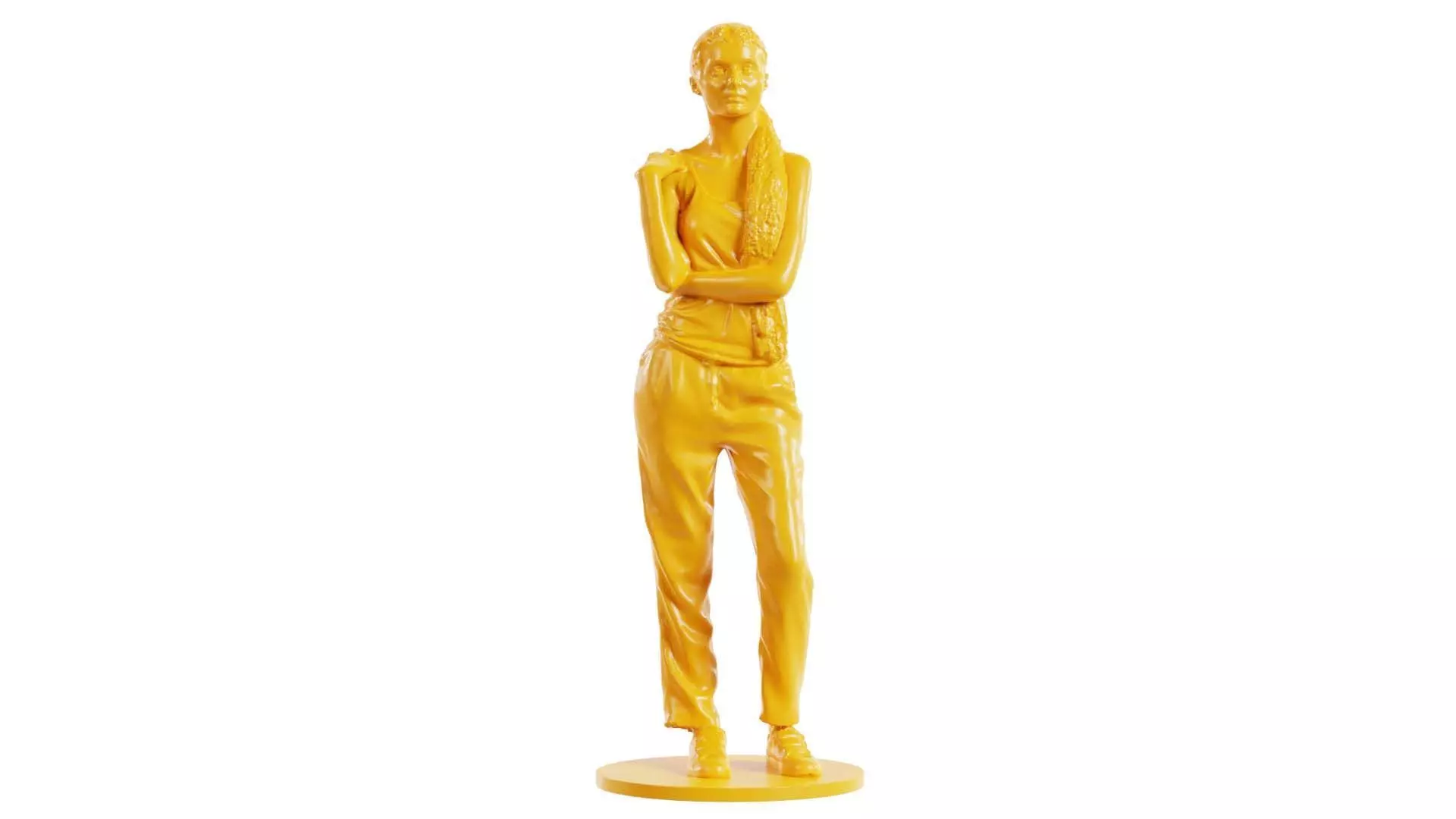 Ponytail Woman with Hand on Shoulder 3D print model_0