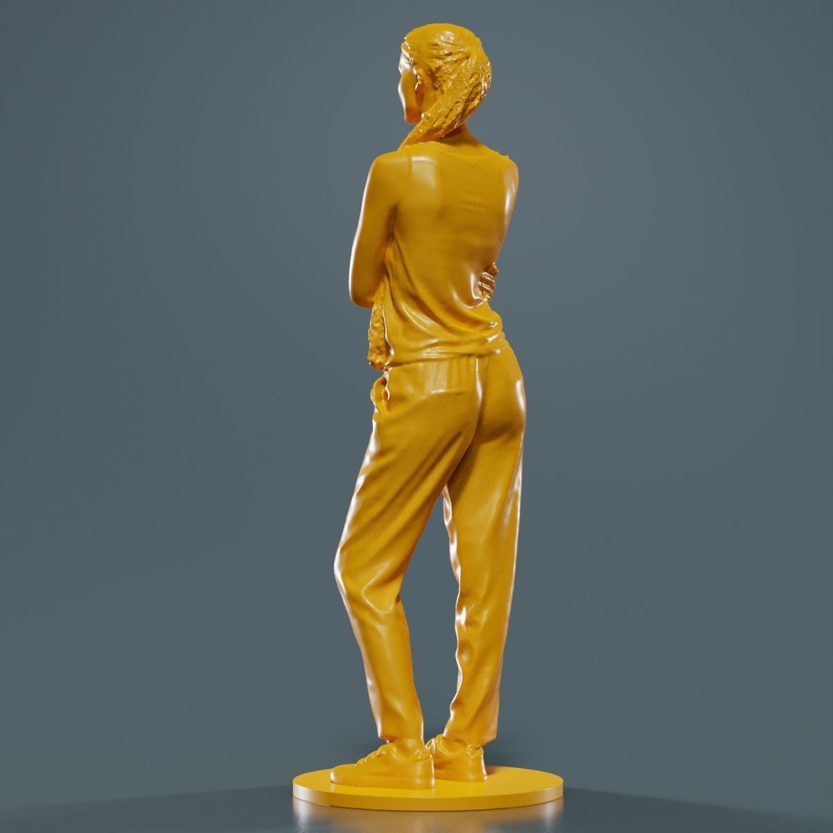 Ponytail Woman with Hand on Shoulder 3D print model_14