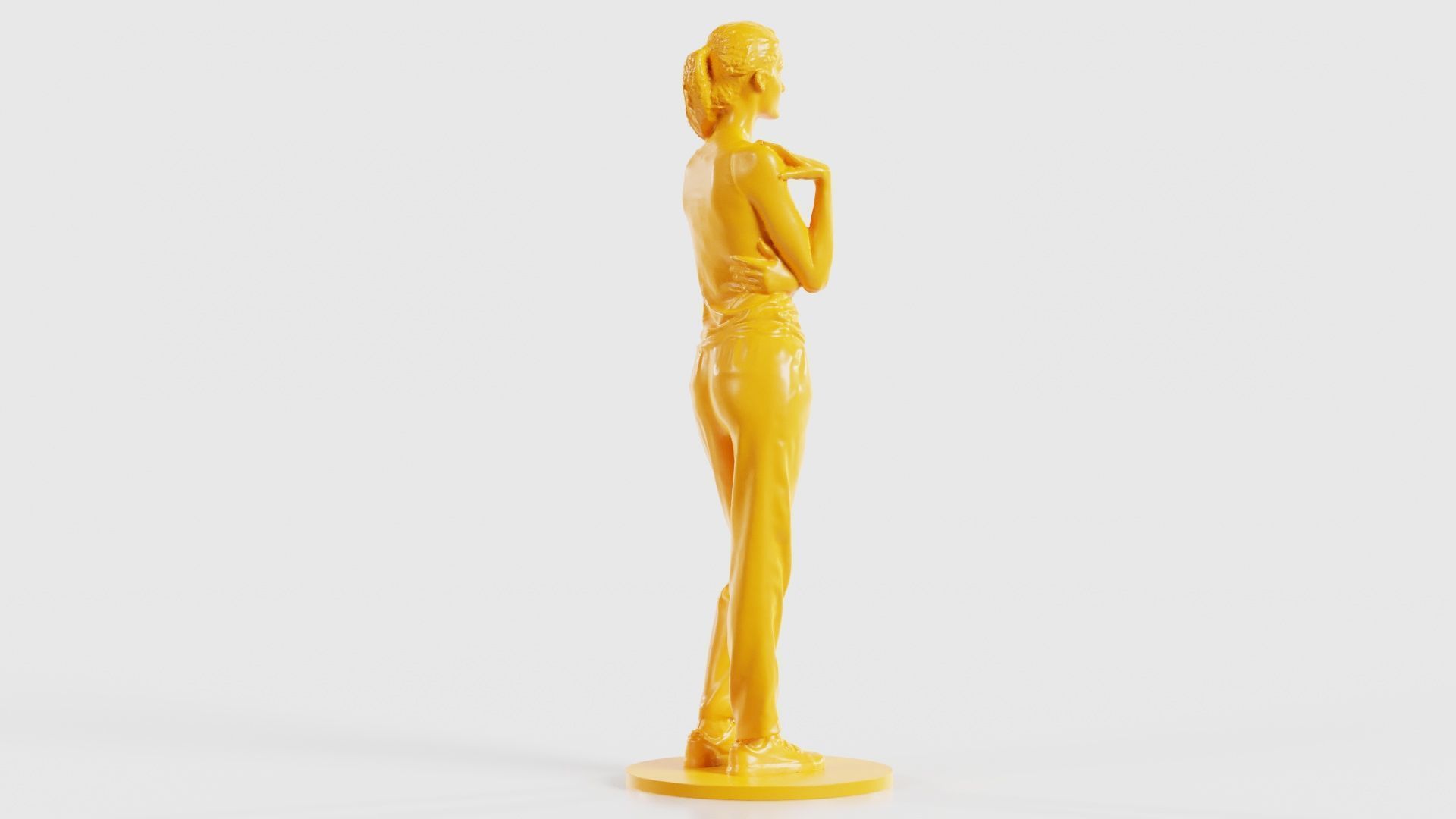 Ponytail Woman with Hand on Shoulder 3D print model_21