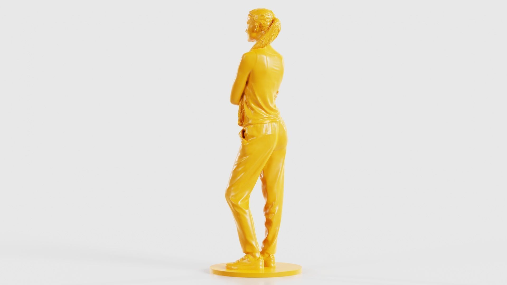 Ponytail Woman with Hand on Shoulder 3D print model_25