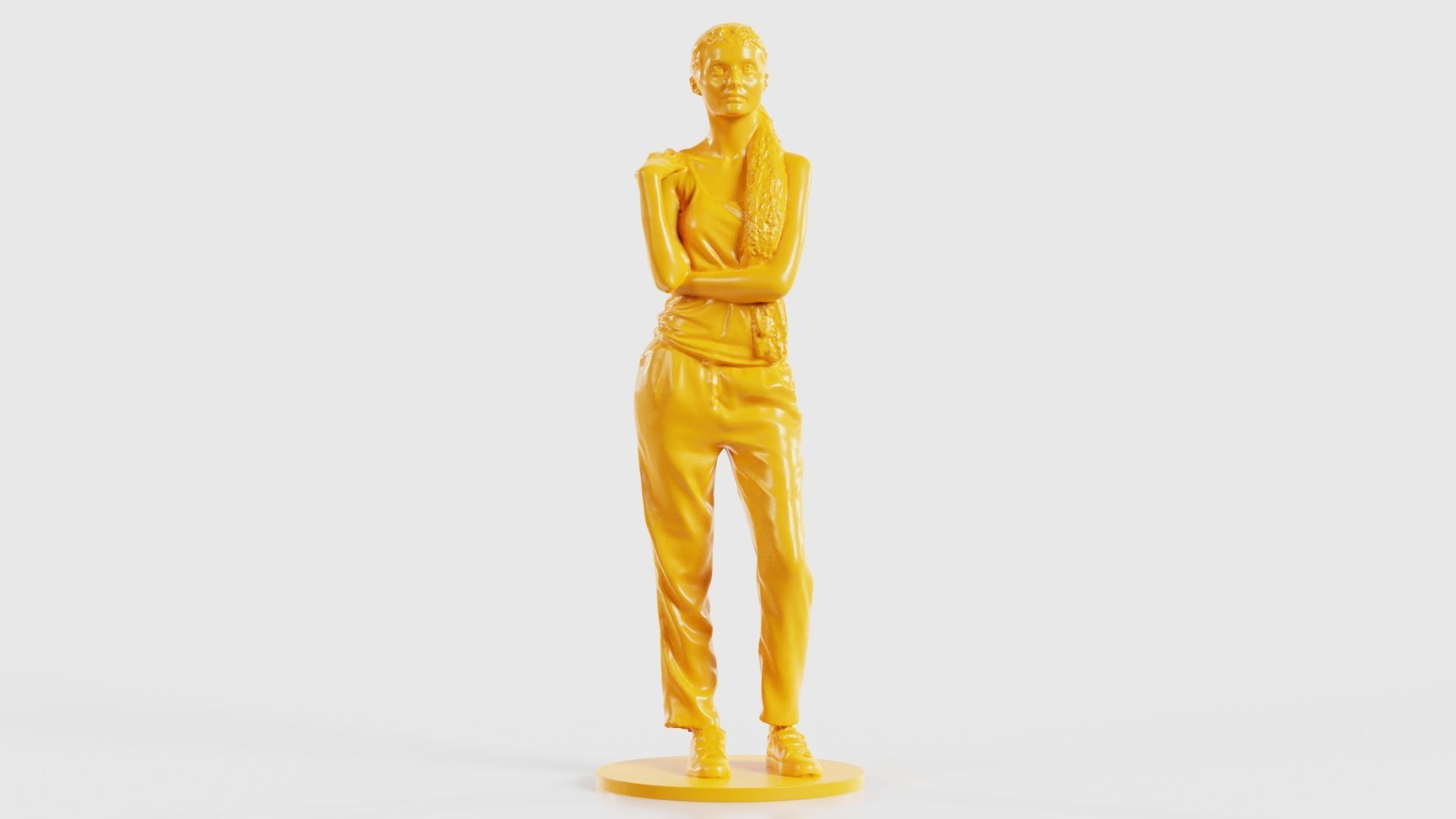 Ponytail Woman with Hand on Shoulder 3D print model_17