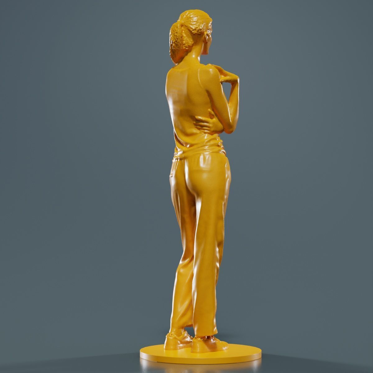 Ponytail Woman with Hand on Shoulder 3D print model_12