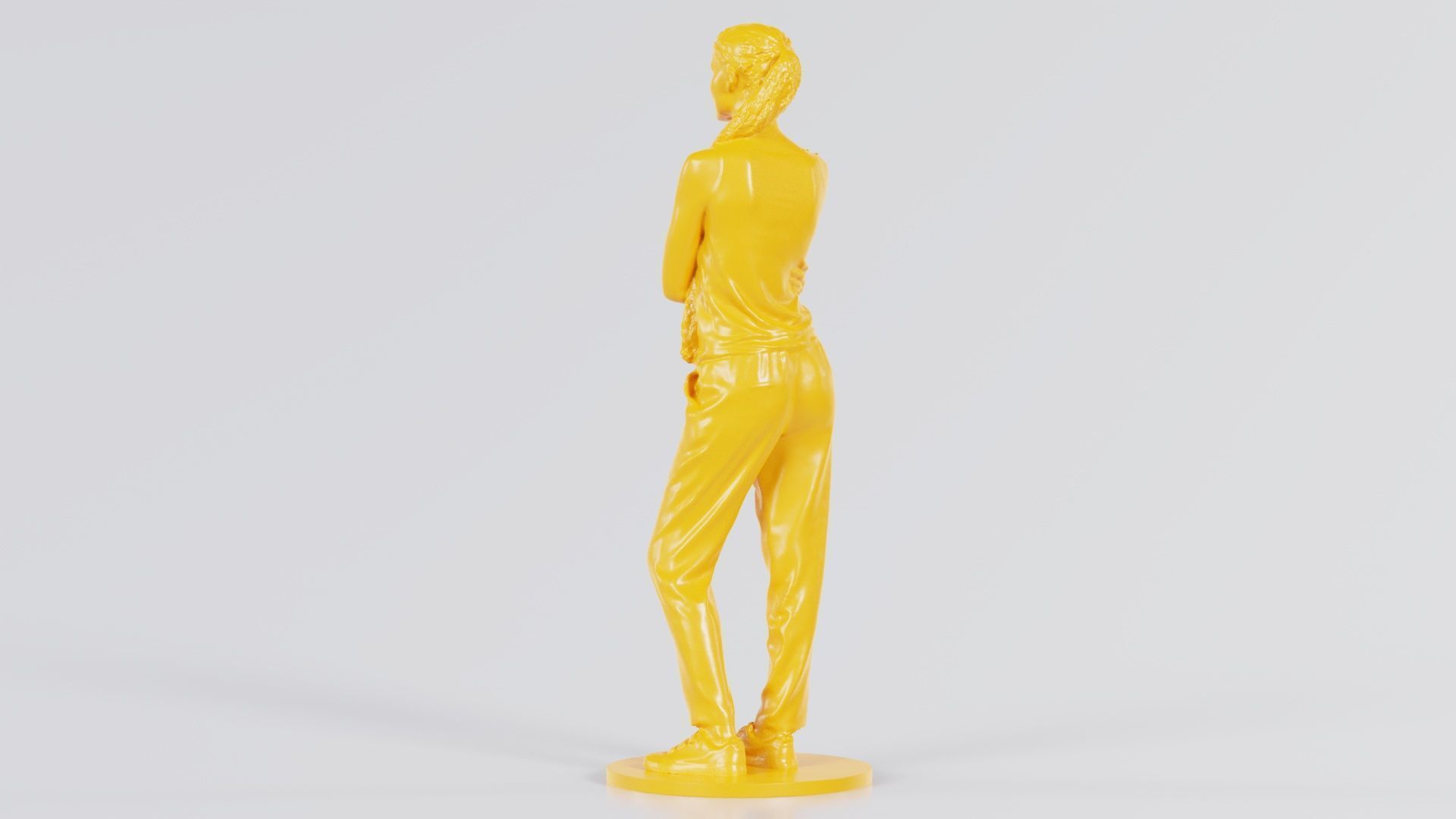 Ponytail Woman with Hand on Shoulder 3D print model_8