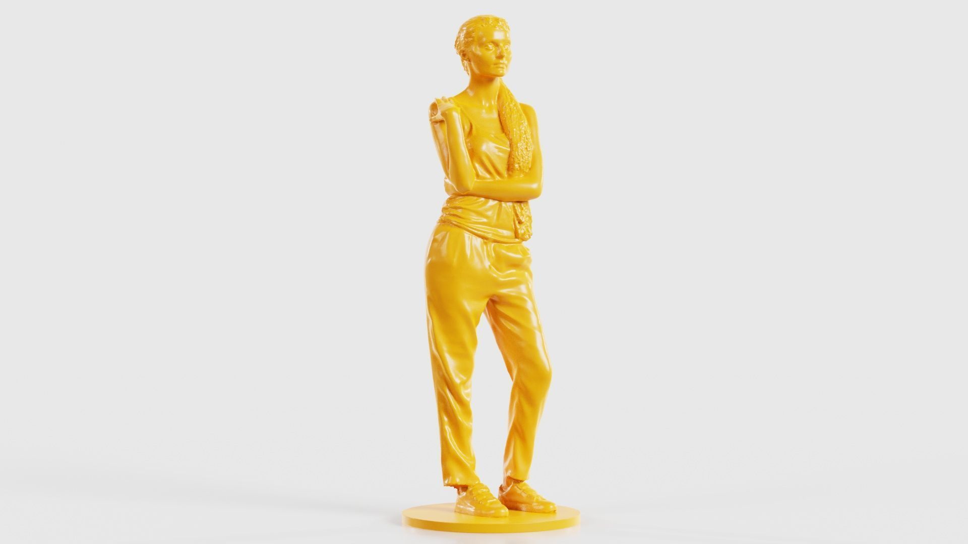 Ponytail Woman with Hand on Shoulder 3D print model_18