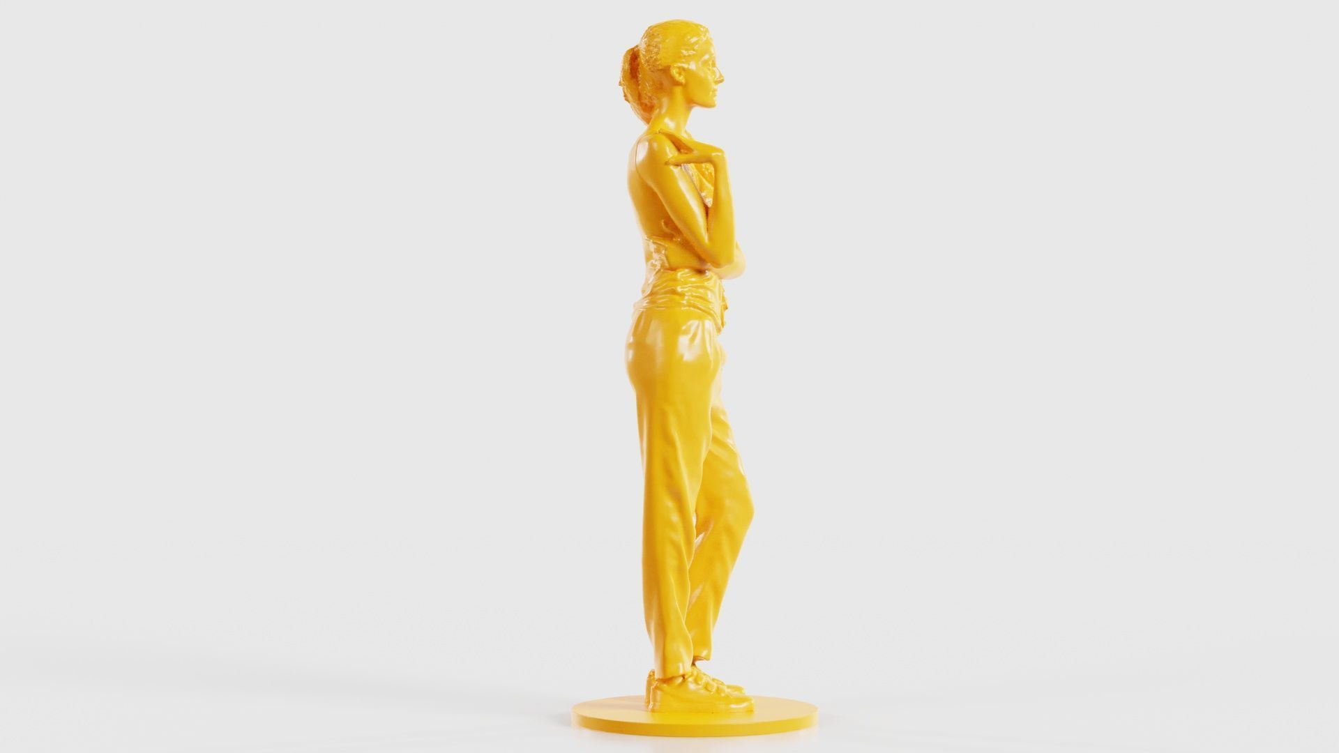 Ponytail Woman with Hand on Shoulder 3D print model_20