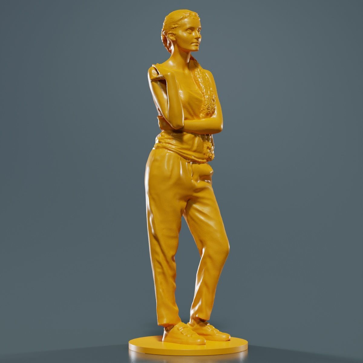 Ponytail Woman with Hand on Shoulder 3D print model_10