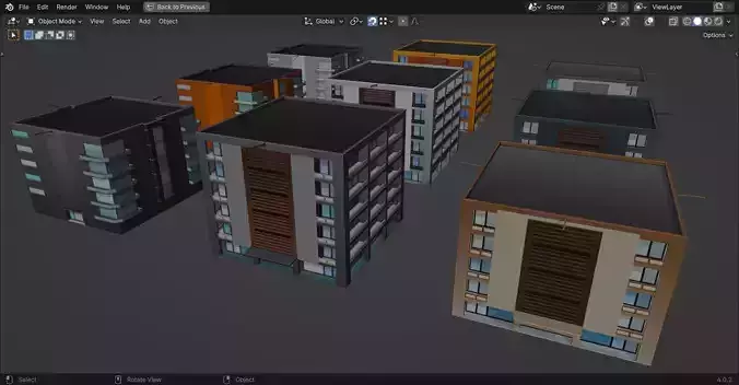 Low Poly Apartment Buildings Pack 2