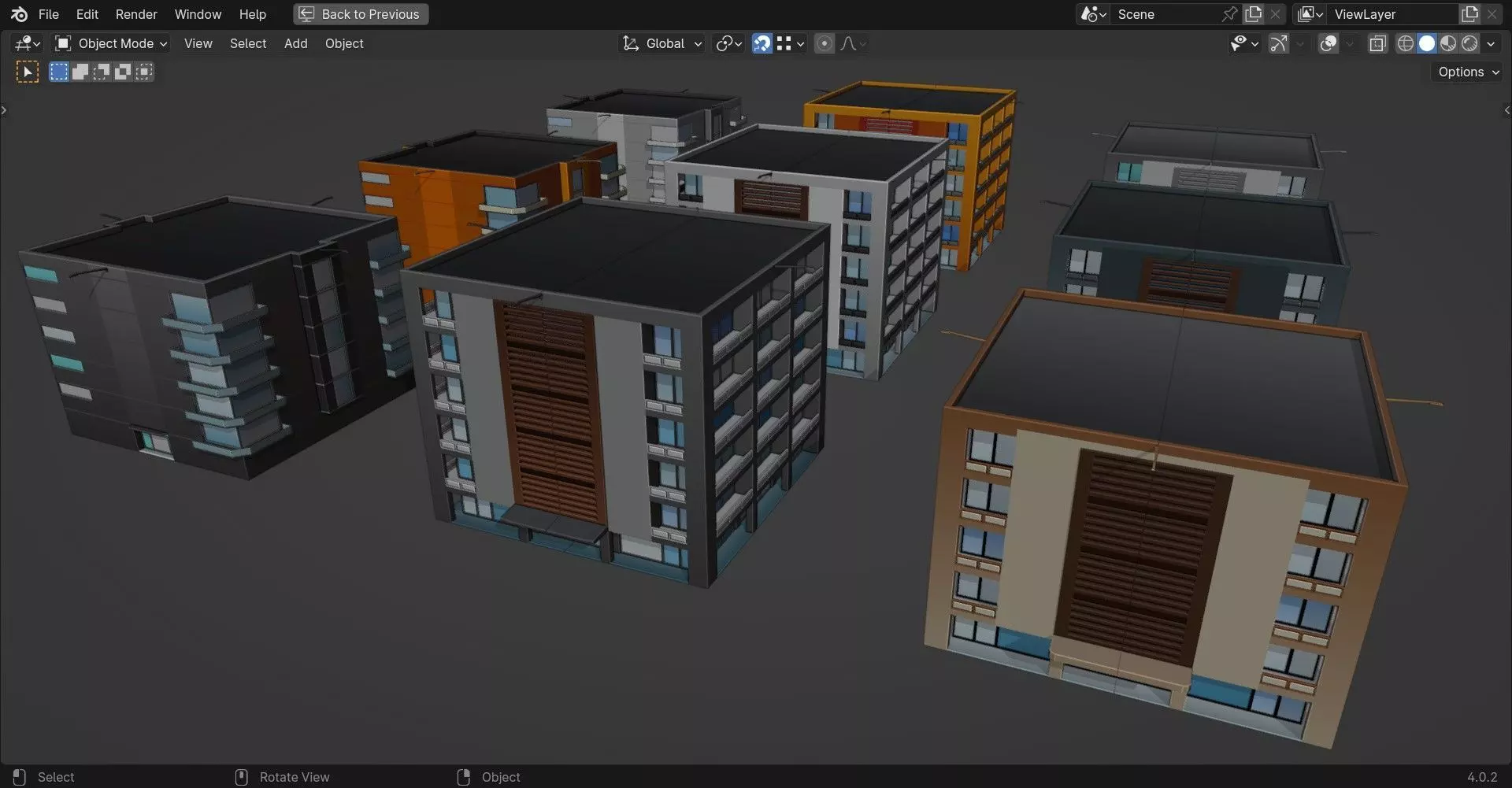 Low Poly Apartment Buildings Pack 2 Low-poly 3D model_0
