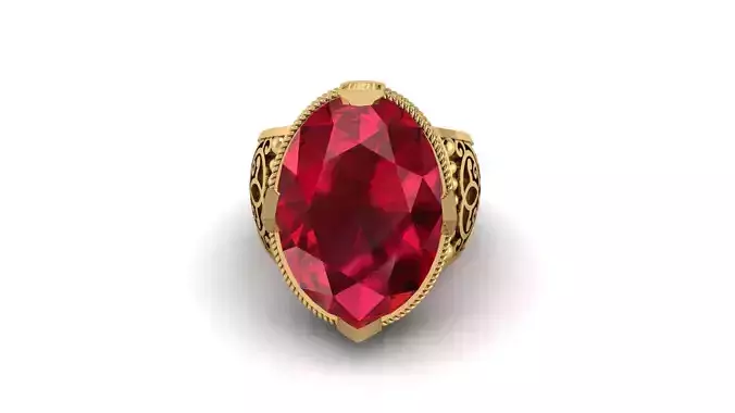 red ruby men ring 3d printable model
