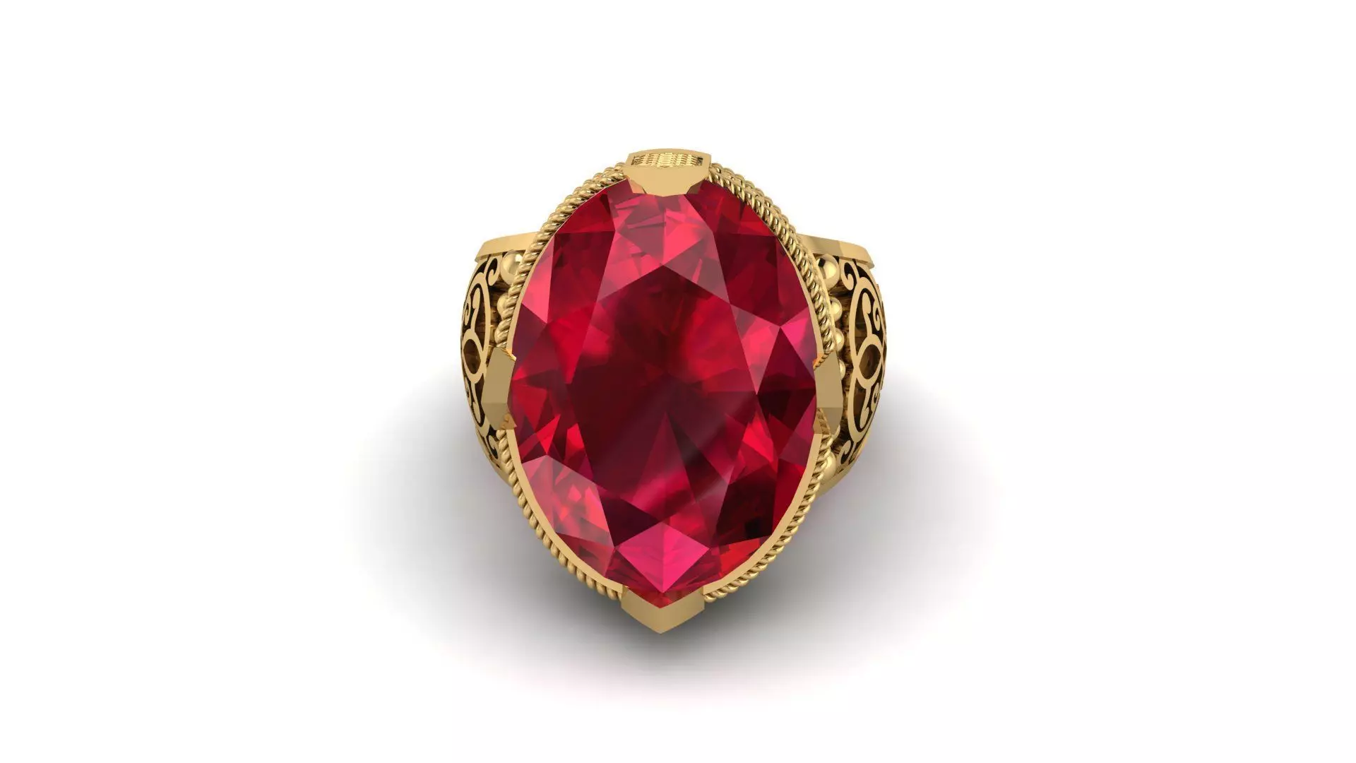 red ruby men ring 3d printable model 3D print model_0