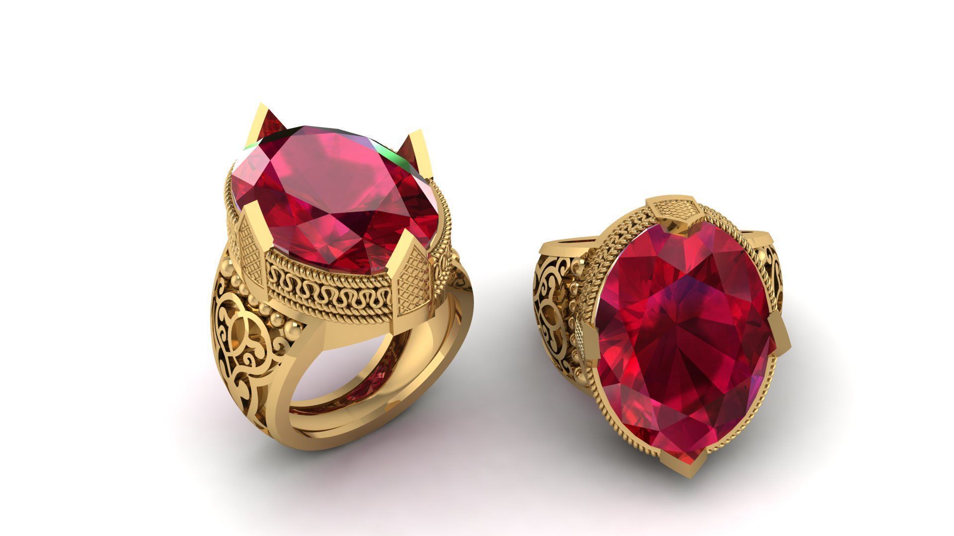 red ruby men ring 3d printable model 3D print model_6