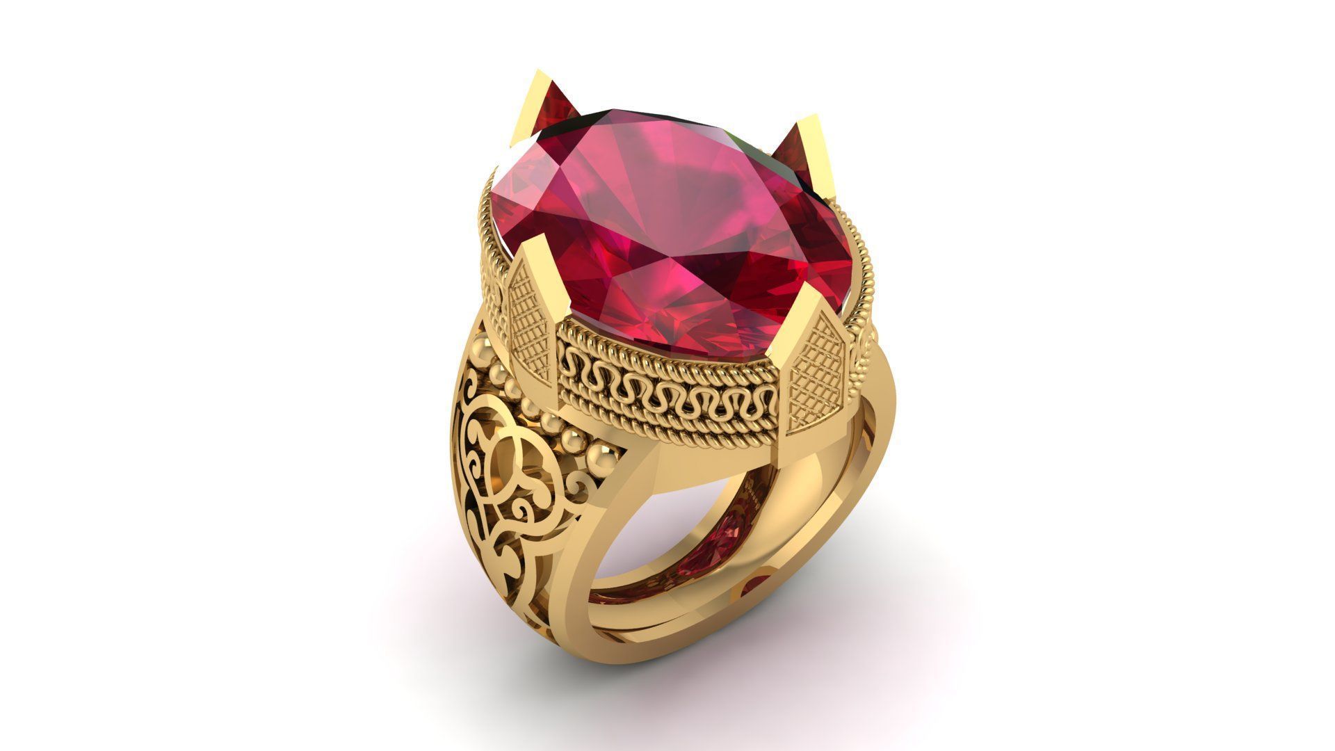 red ruby men ring 3d printable model 3D print model_7