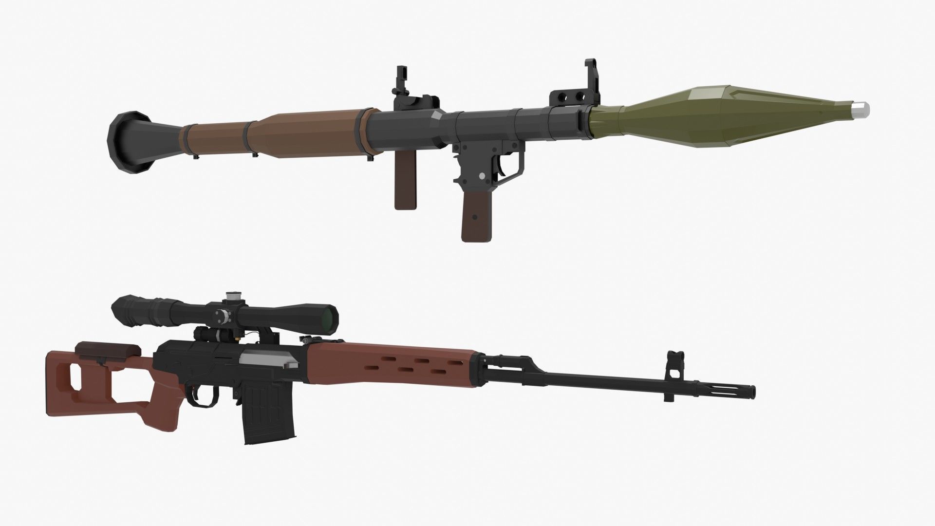 Low-Poly Weapons Pack Low-poly 3D model_12