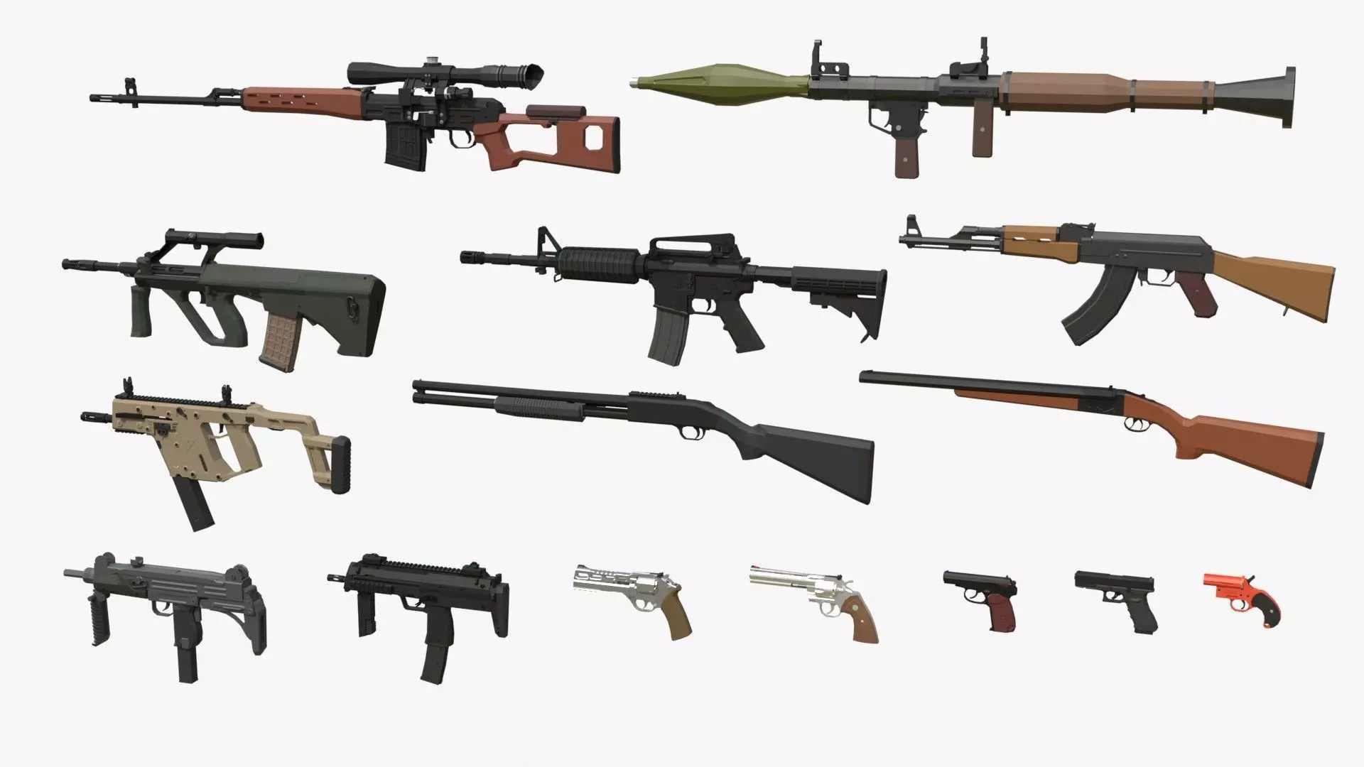 Low-Poly Weapons Pack Low-poly 3D model_2