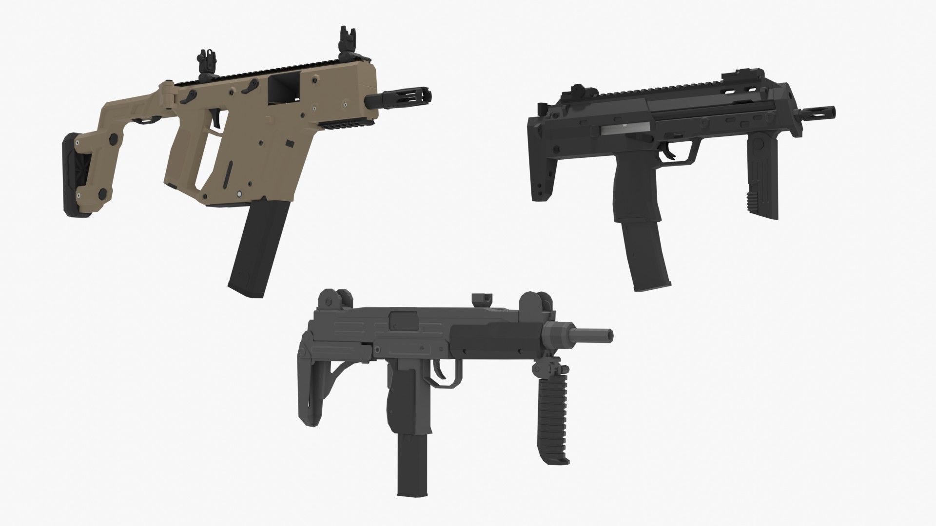 Low-Poly Weapons Pack Low-poly 3D model_6