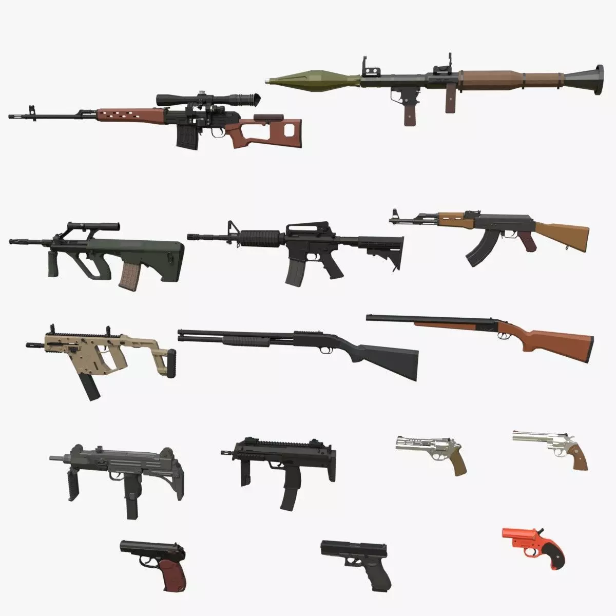Low-Poly Weapons Pack Low-poly 3D model_0