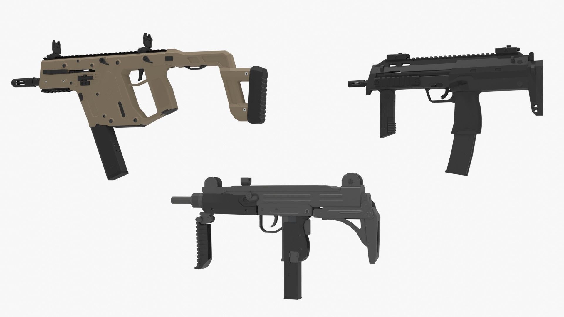 Low-Poly Weapons Pack Low-poly 3D model_5