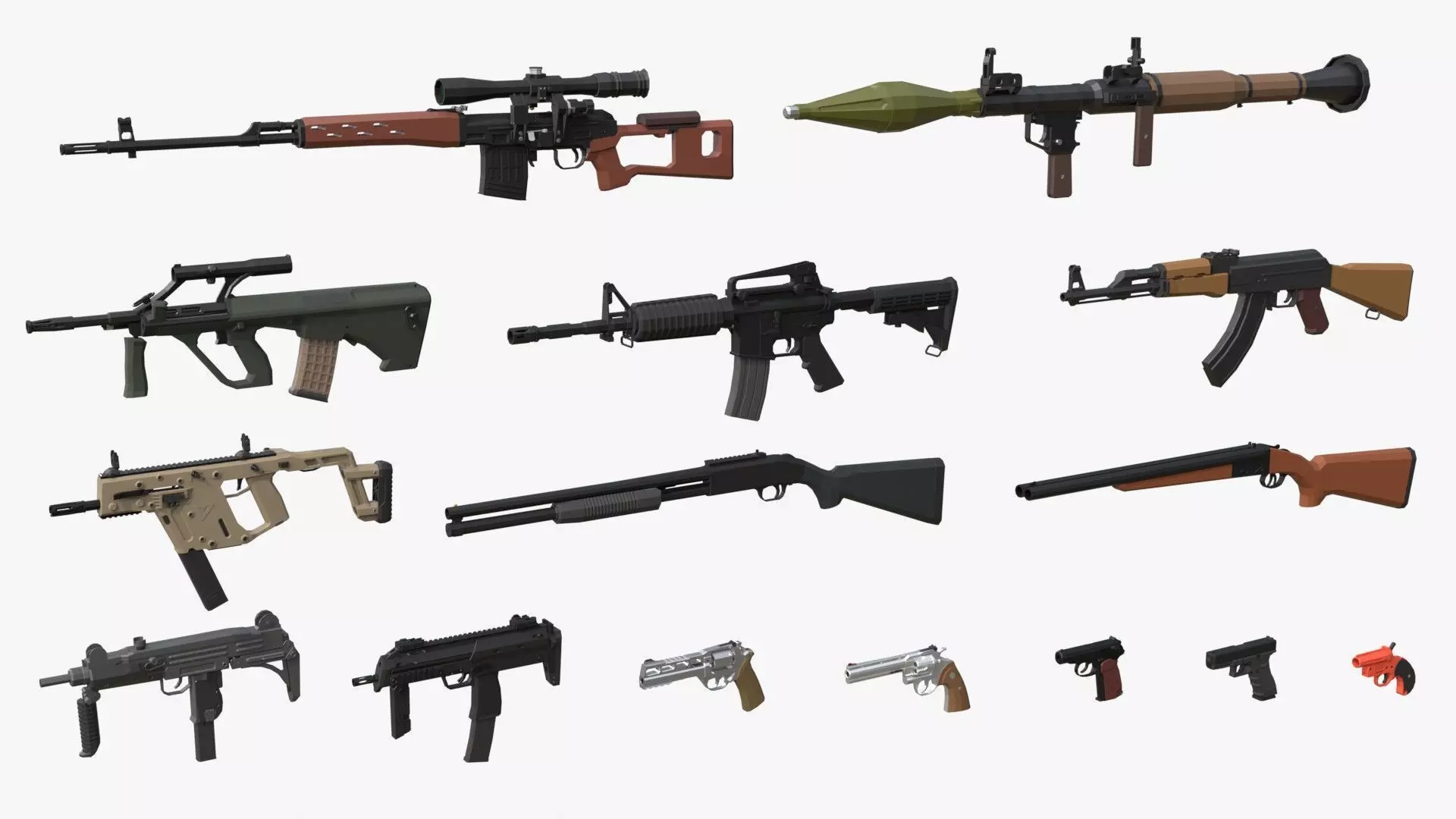 Low-Poly Weapons Pack Low-poly 3D model_1