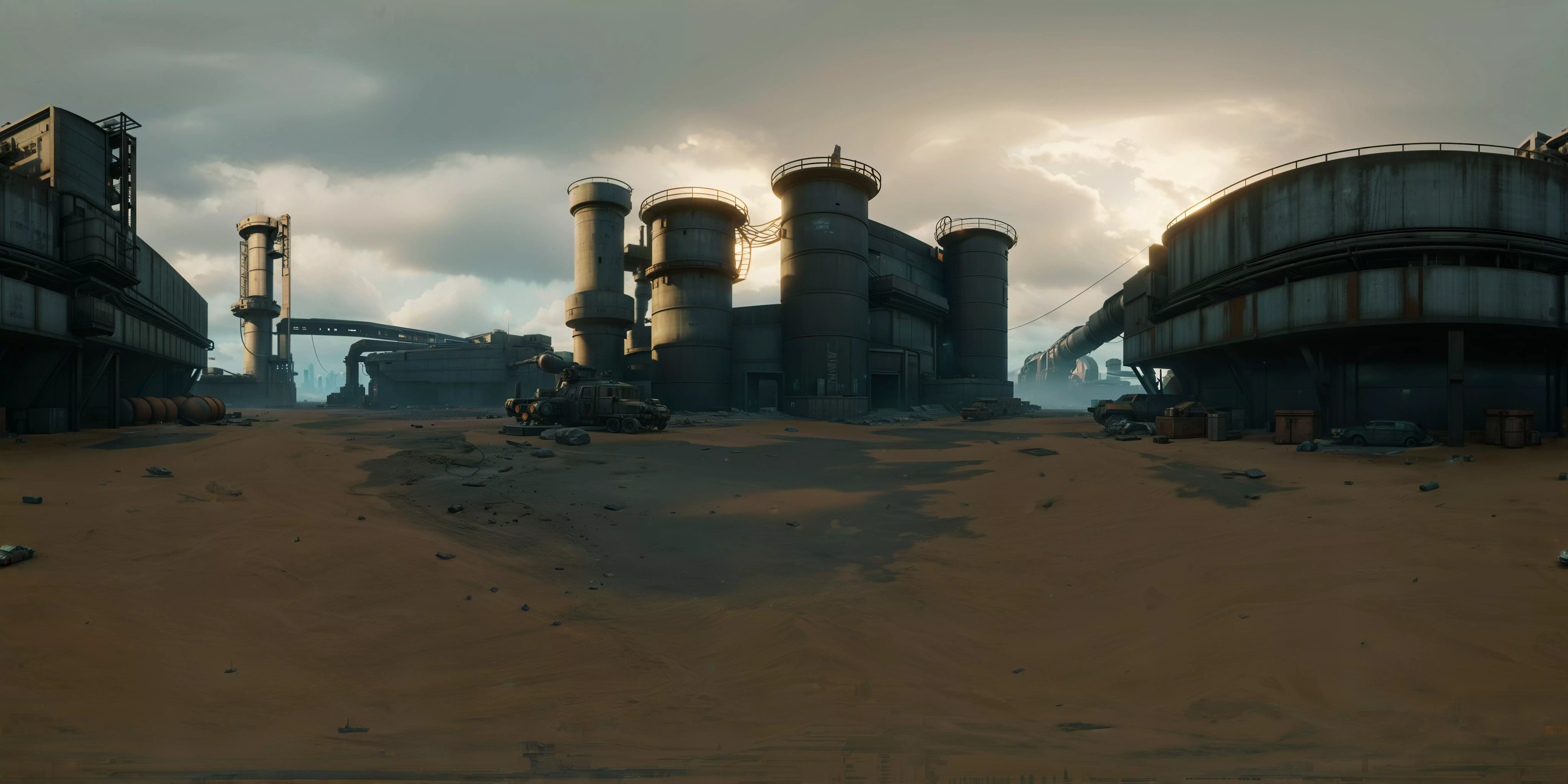 8K HDR Post-Apocalyptic Wasteland Skybox Ruined City Dystopian 3D model_0