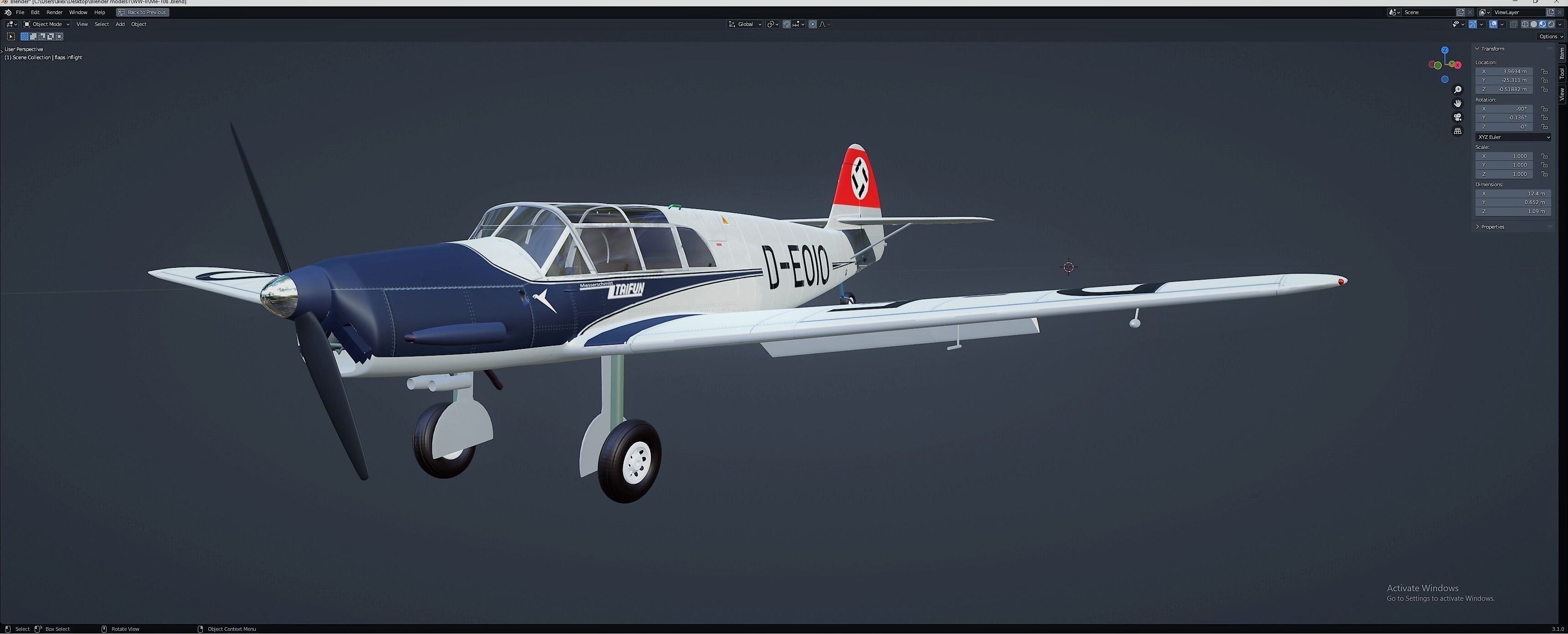 Messerschmitt Bf 108 Free 3D model_3