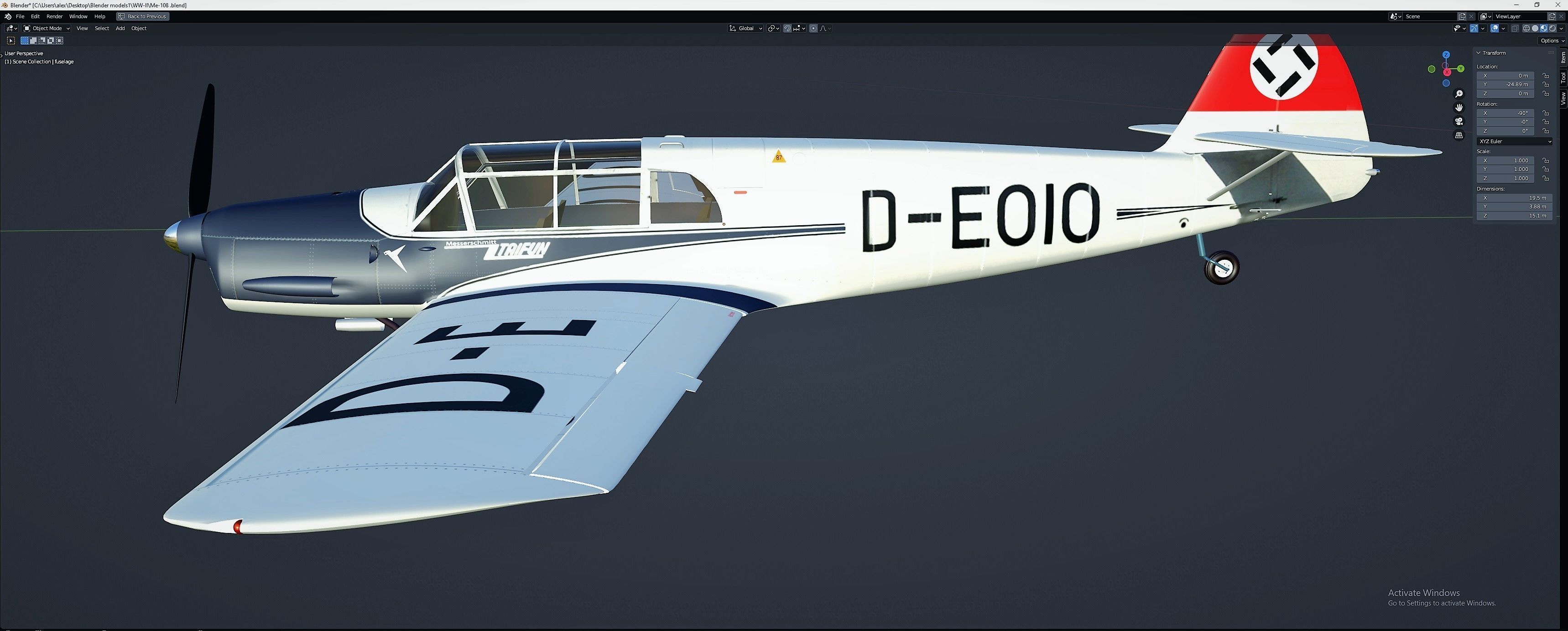 Messerschmitt Bf 108 Free 3D model_8