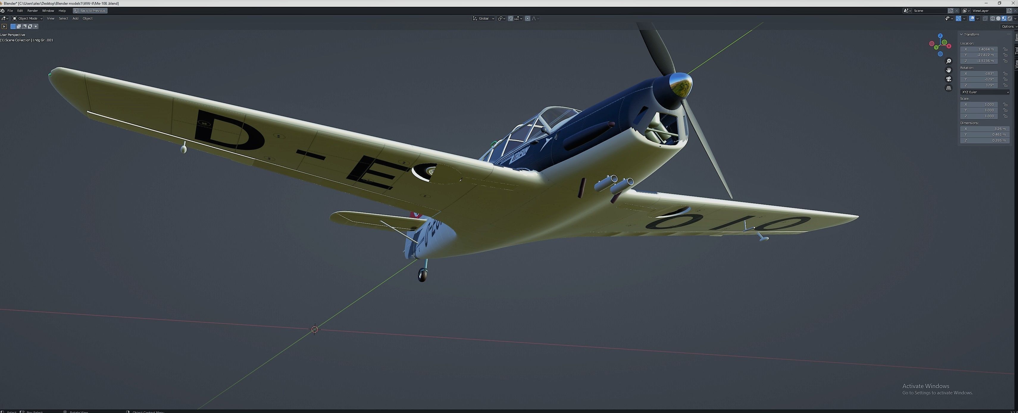 Messerschmitt Bf 108 Free 3D model_6
