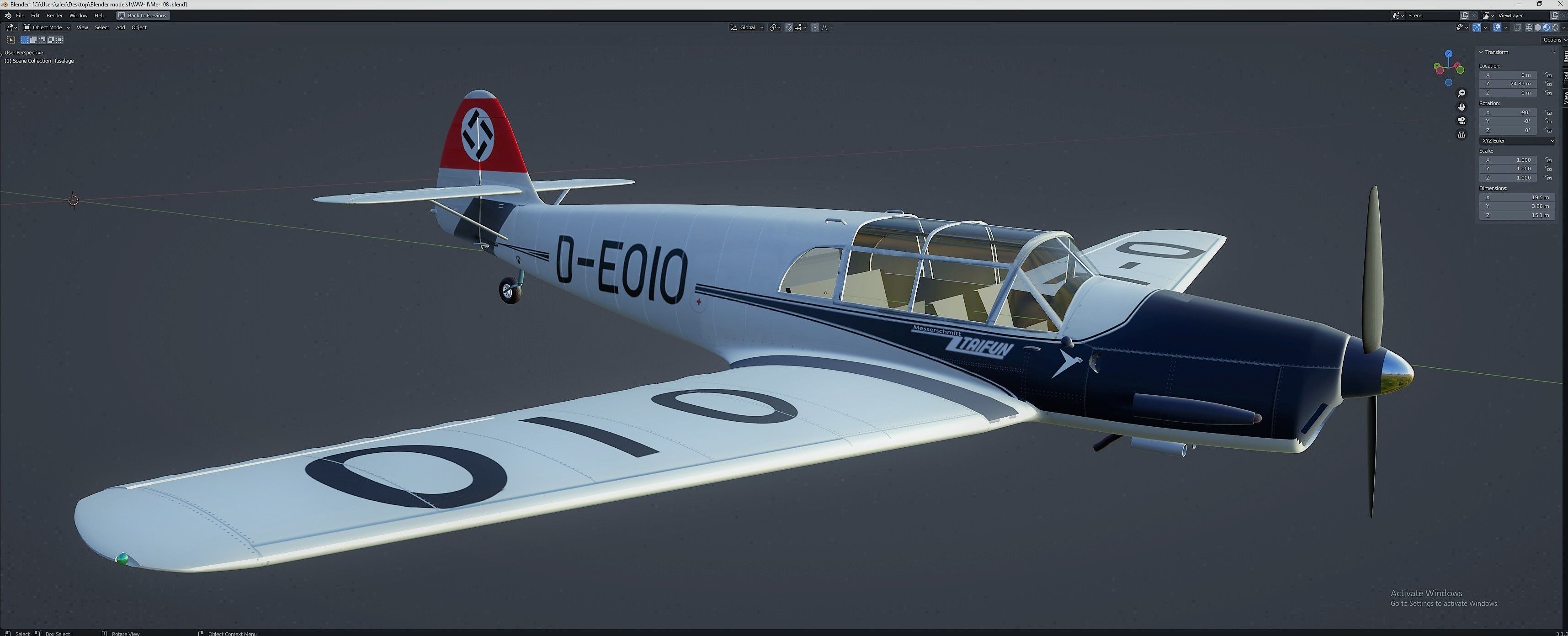 Messerschmitt Bf 108 Free 3D model_5