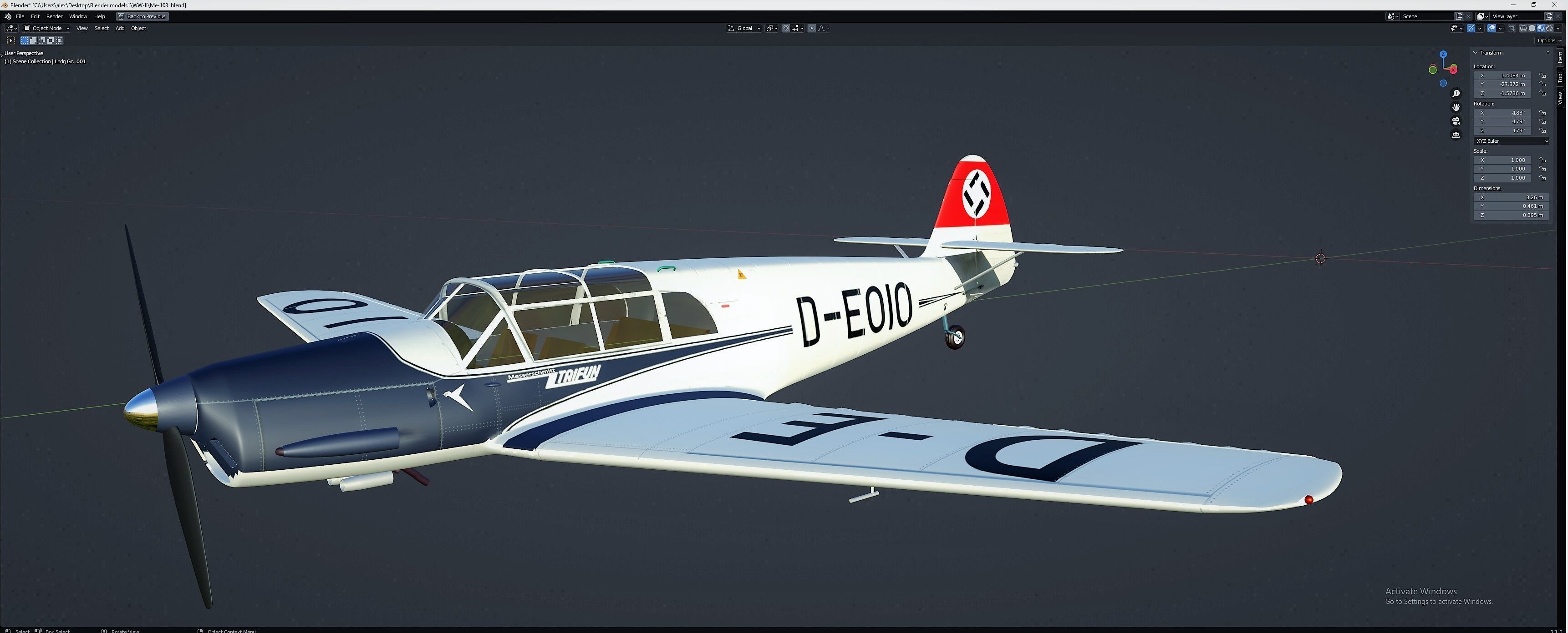 Messerschmitt Bf 108 Free 3D model_7