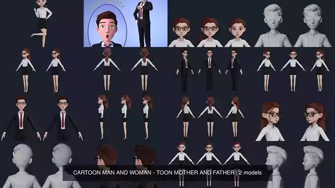 CARTOON MAN AND WOMAN - TOON MOTHER AND FATHER