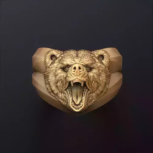 Basrelief Bear Head Ring