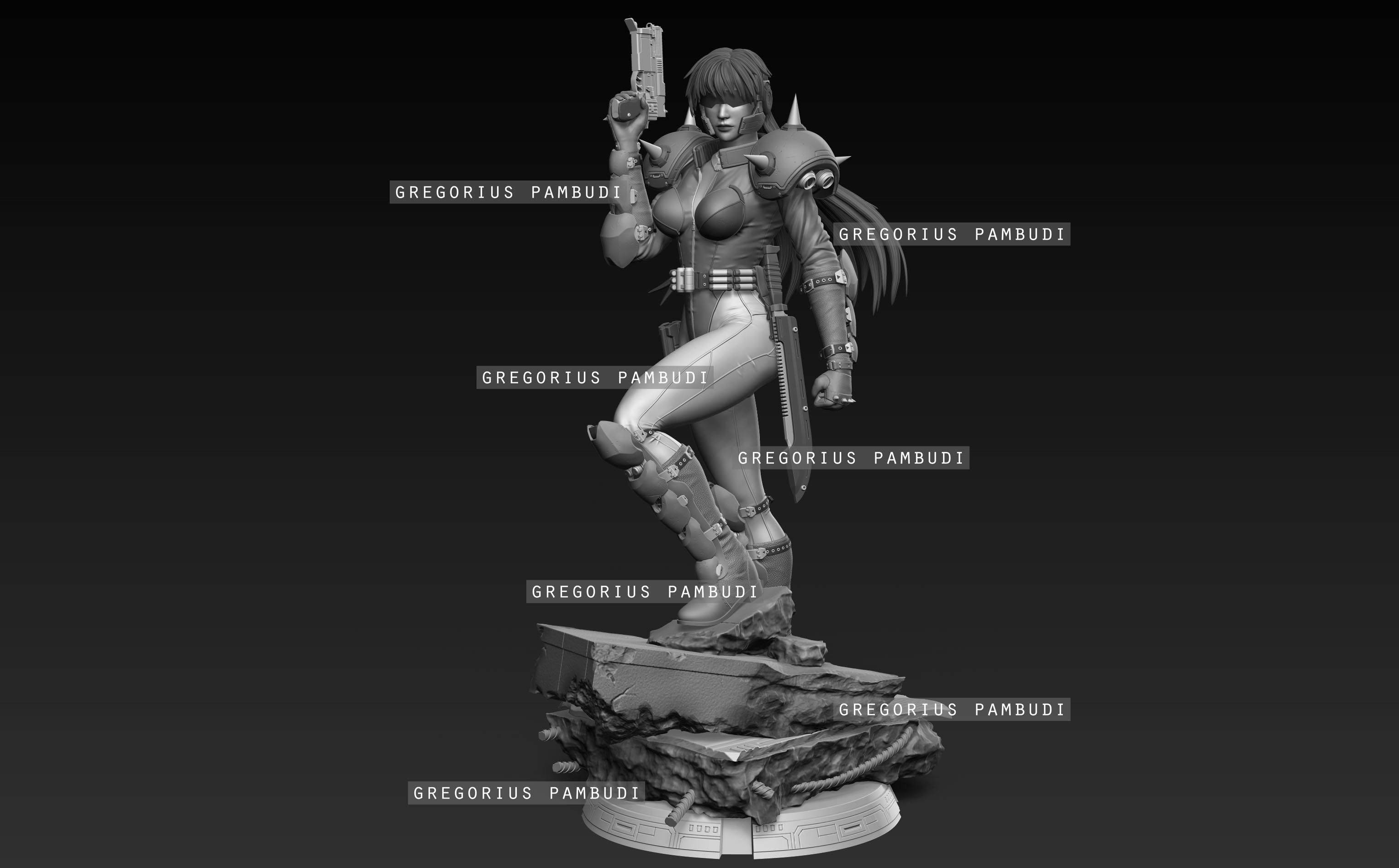 Angel Cop Fan Art Statue 3d Printable 3D print model_3