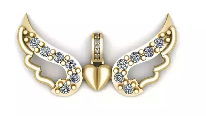 flying heart pendant 3d printable model 