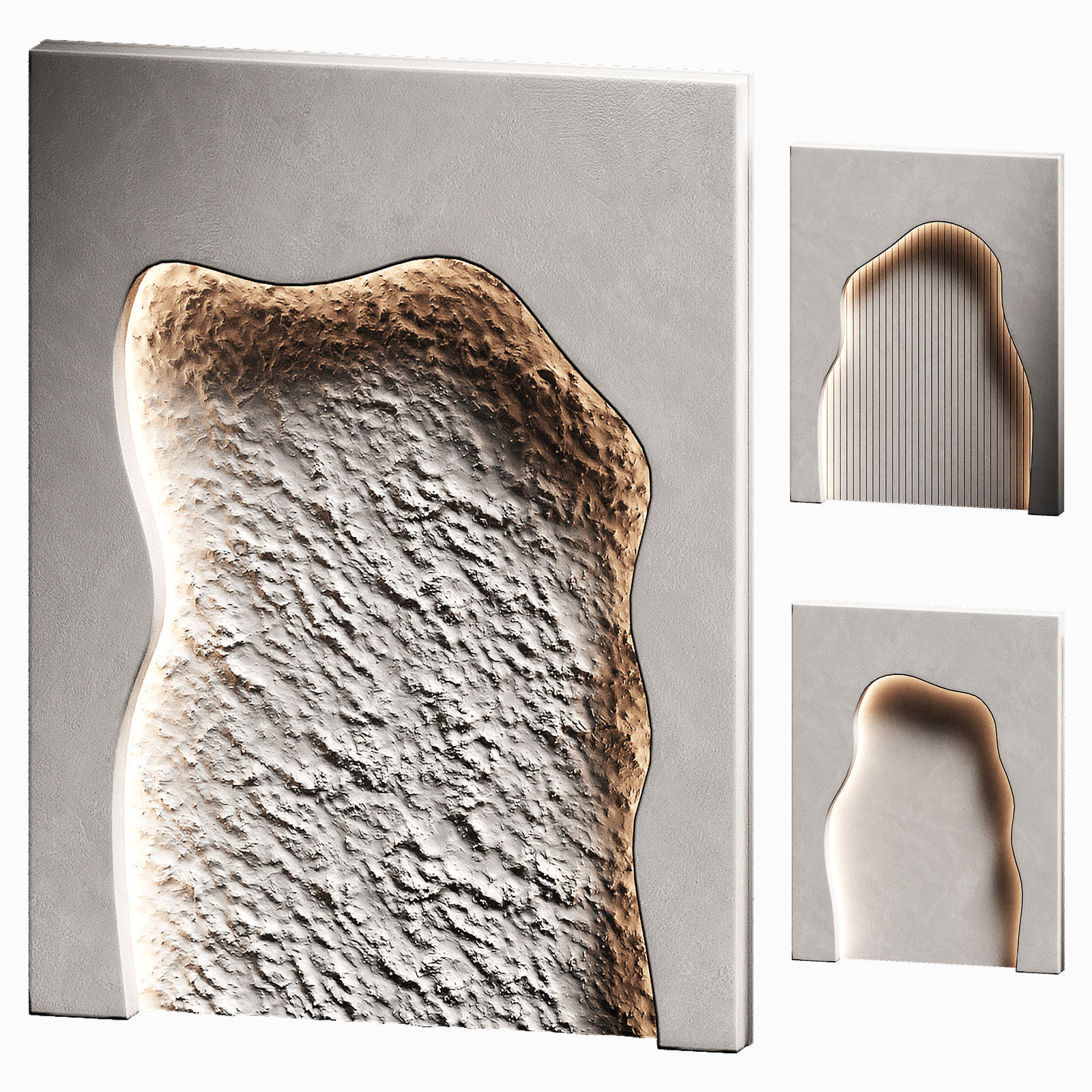 Niche recess in the wall with lighting Wavy doorways 3D model_6