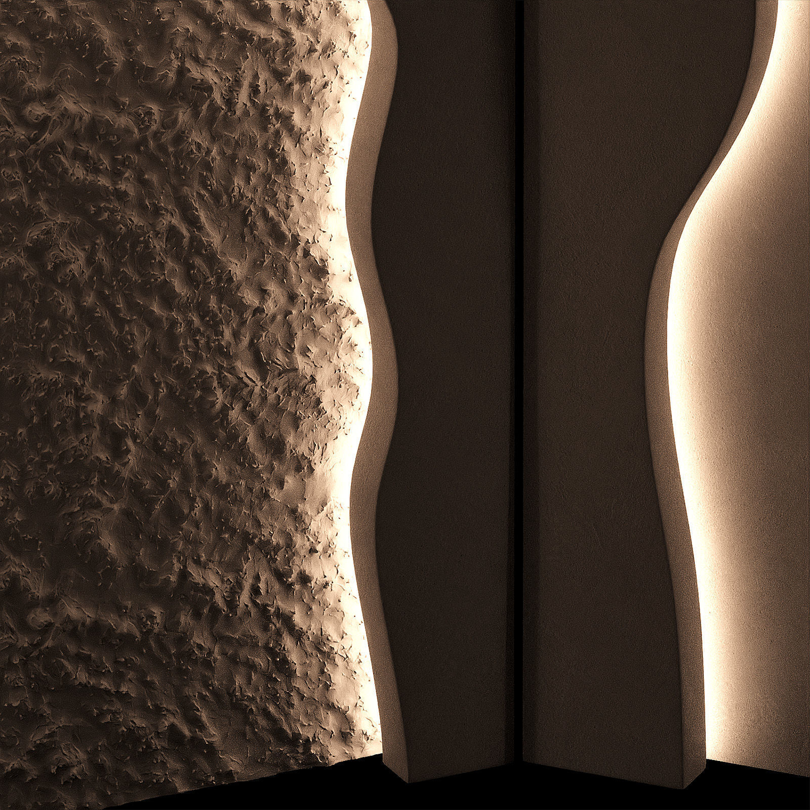 Niche recess in the wall with lighting Wavy doorways 3D model_5