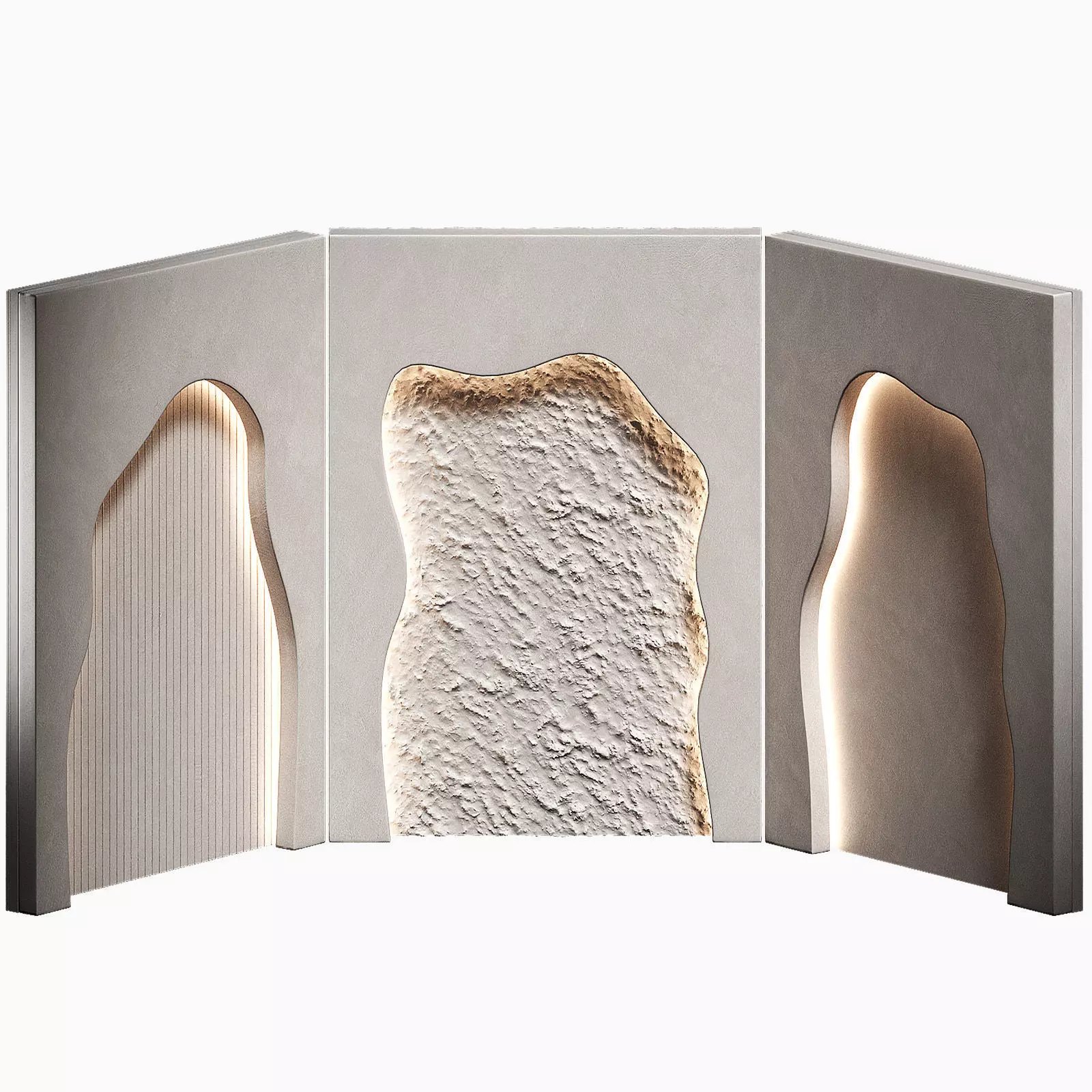 Niche recess in the wall with lighting Wavy doorways 3D model_0