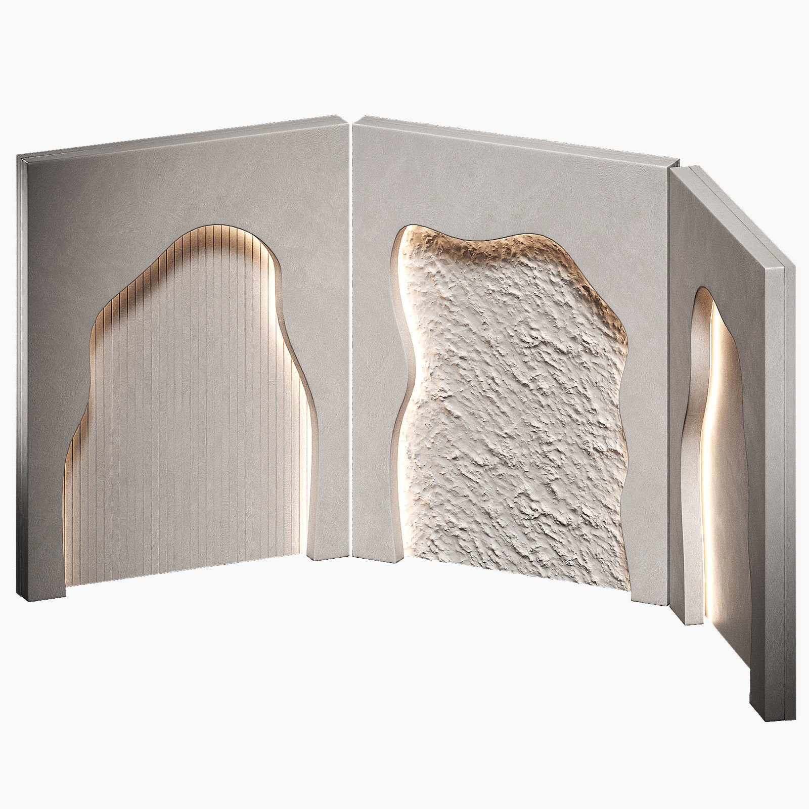 Niche recess in the wall with lighting Wavy doorways 3D model_2