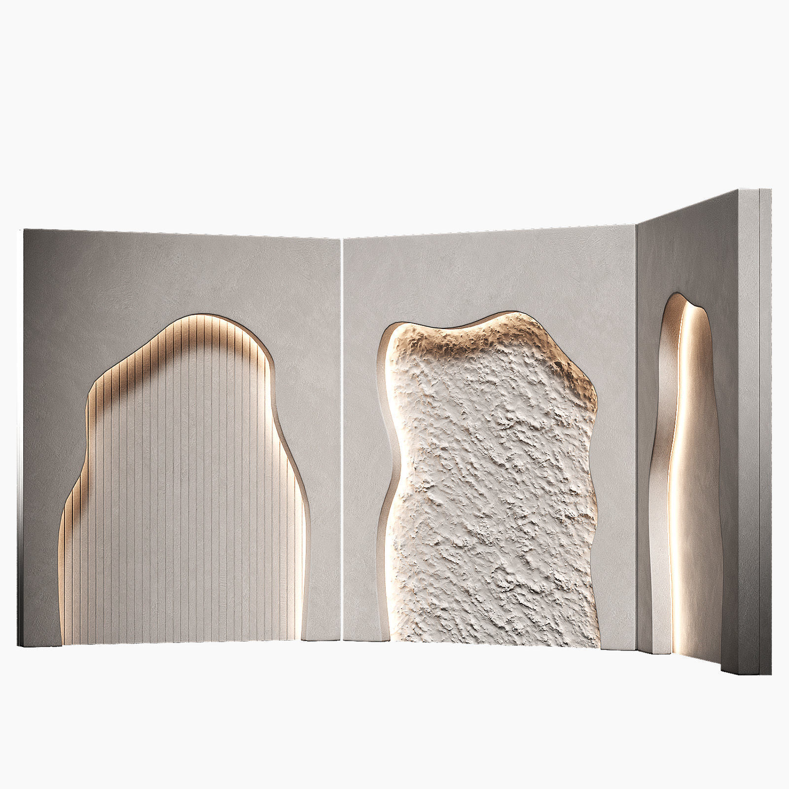 Niche recess in the wall with lighting Wavy doorways 3D model_1