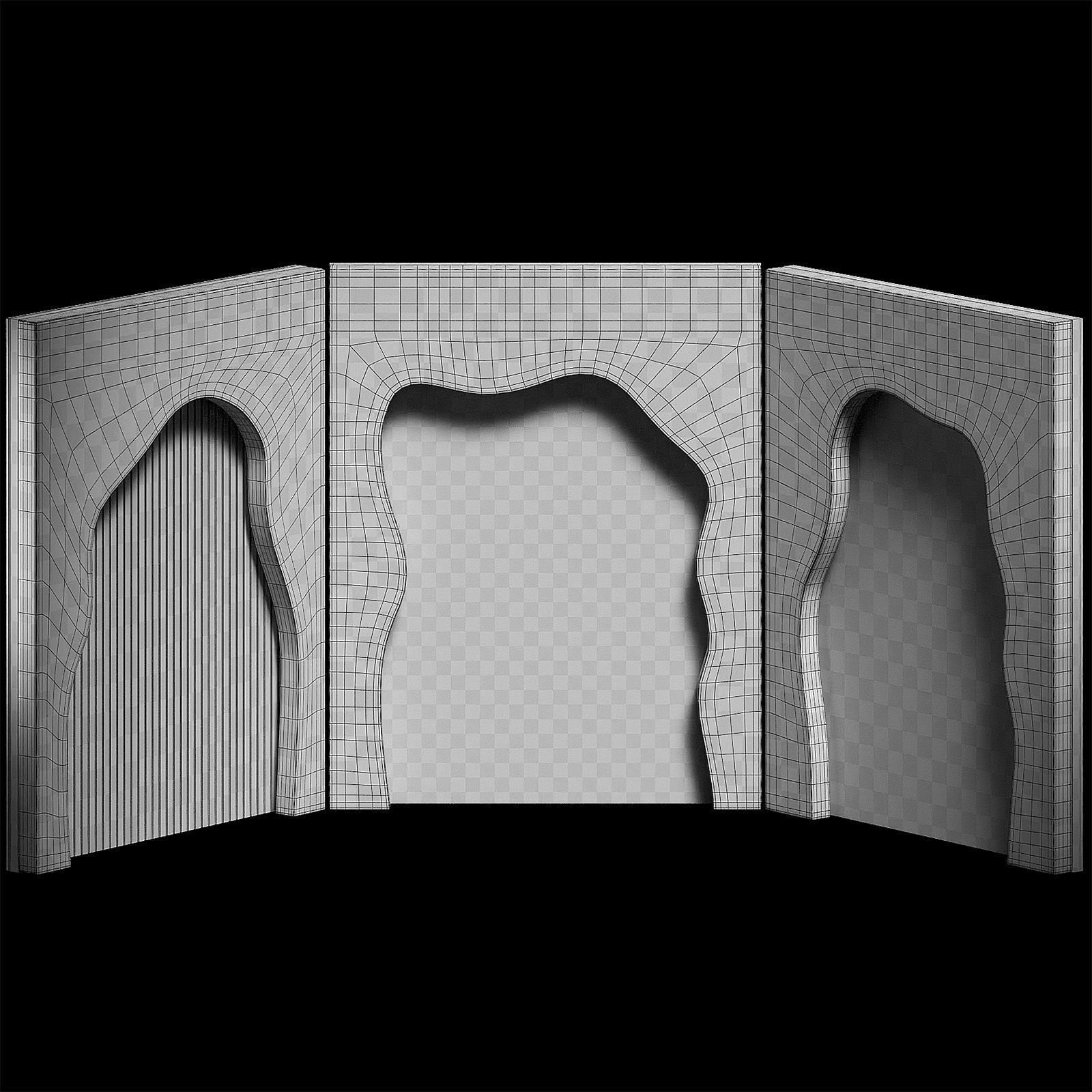Niche recess in the wall with lighting Wavy doorways 3D model_7