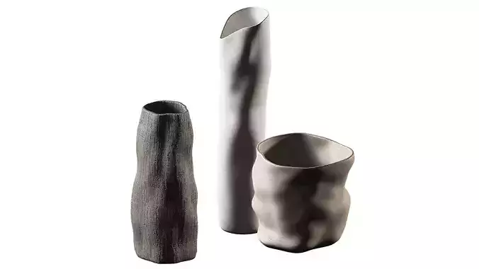 Folded Relief Vases and pots Wavy minimal decor
