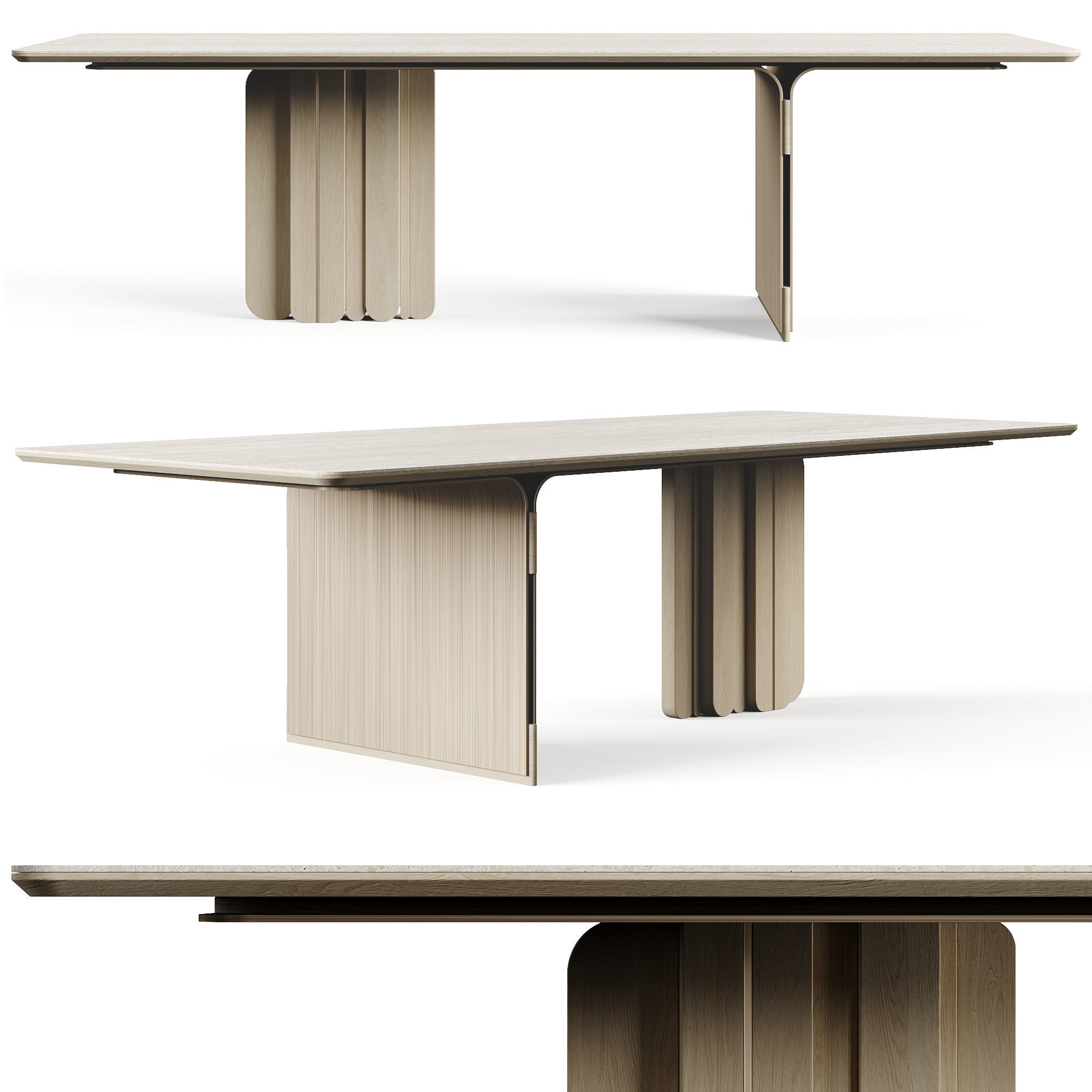 LuxLucia Casa OASIS RECT W280DT1 W280DT3 Dining Table 3D model_1