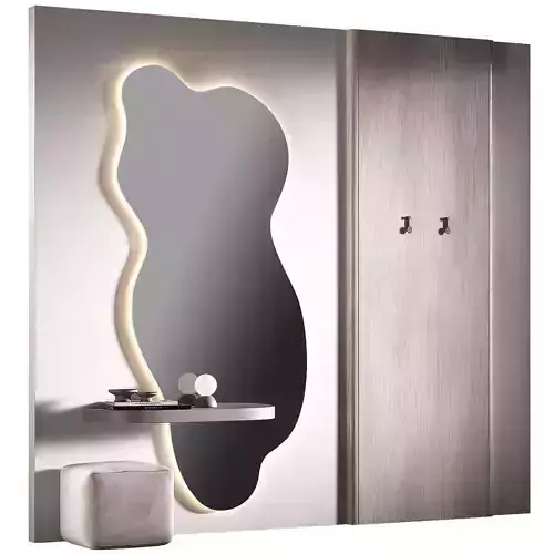 Hallway furniture kit Wavy shape large mirror