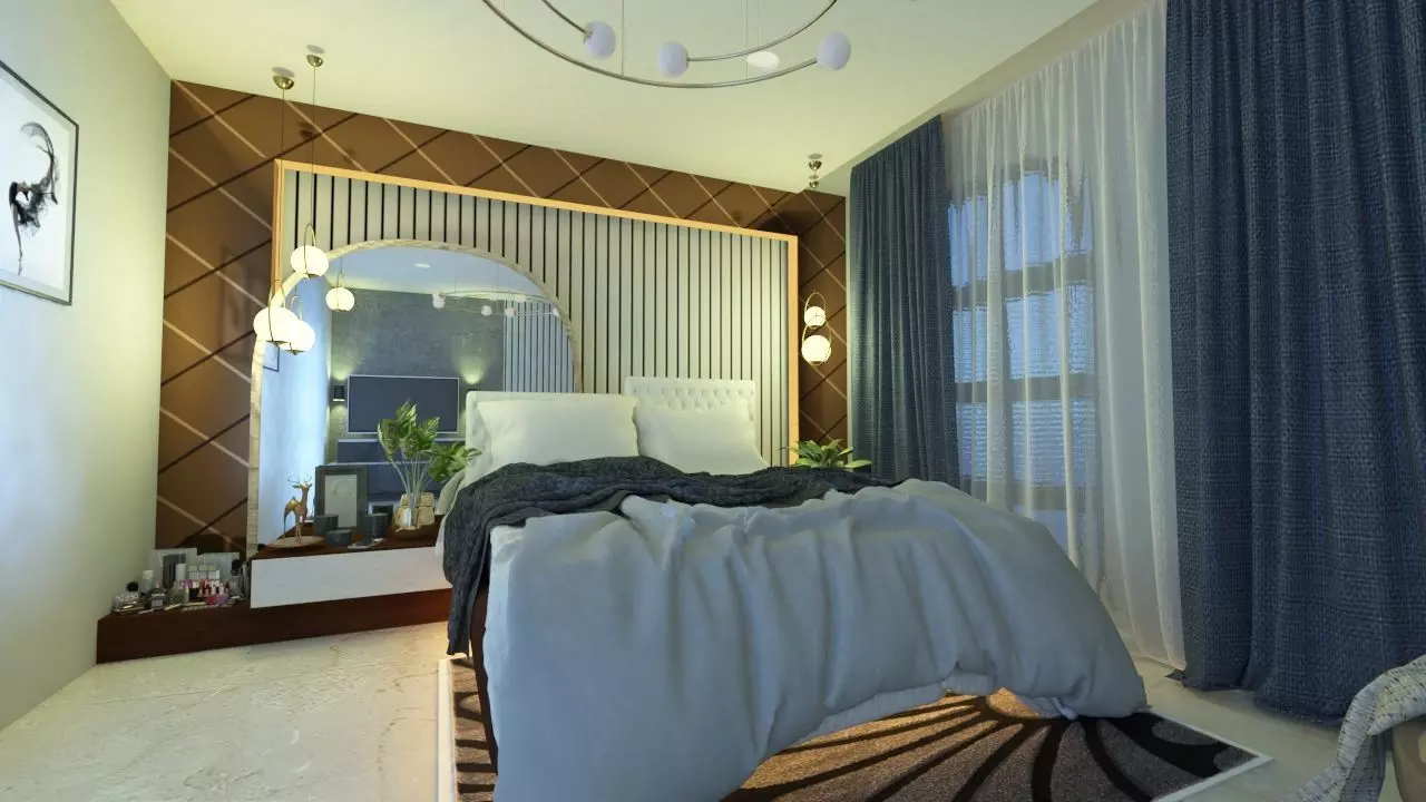 Cozy Bedroom interior scene 3D model 3D model_0