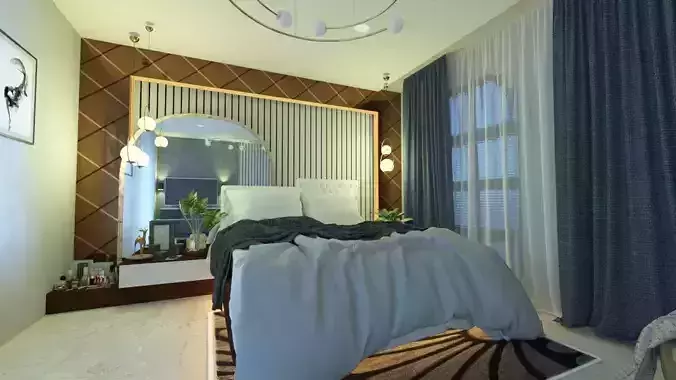 Cozy Bedroom interior scene 3D model 3D model